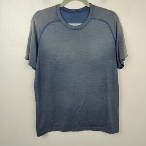 Lululemon Metal‎ Vent Tech Tee Mens Medium Blue Heather Performance Mesh FLAWS